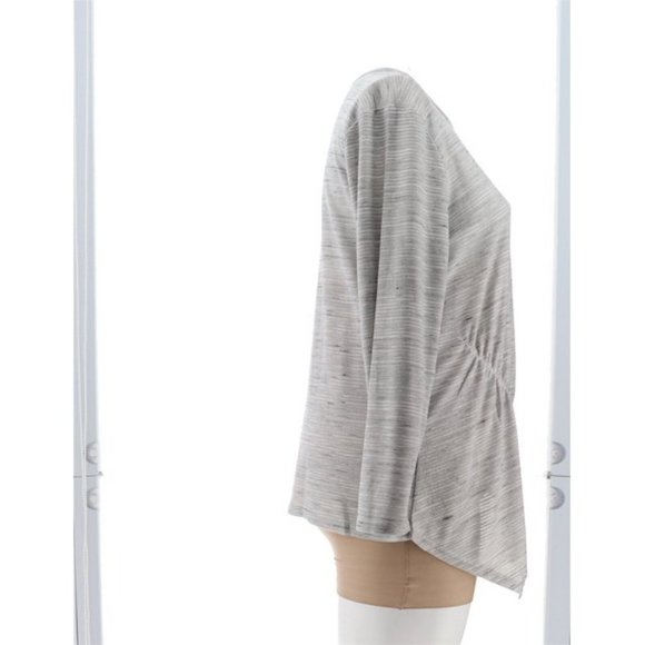 NWT DG2 BY DIANE GILMAN ASYMMETRIC STRIPED TOP HEATHER GRAY MEDIUM - Picture 7 of 13